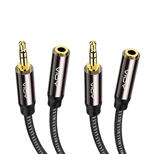 VIOY 2 Pack Headphone Extension Cable 10 FT, 3.5 mm Male to Female Stereo Audio Cable Nylon Braided Aux Cord for Smartphones, Tablets, Media Player