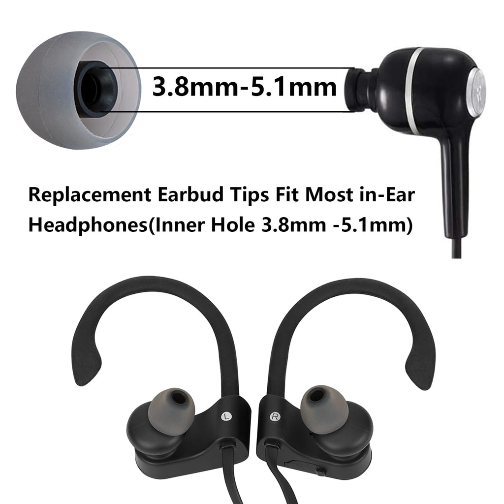MMYQXI Silicone Replacement Earbud Tips Earbud Covers Ear Tips Fit for in-Ear Headphones (Inner Hole 3.8mm -5.1mm) Earbud Replacement Tips 9 Pairs