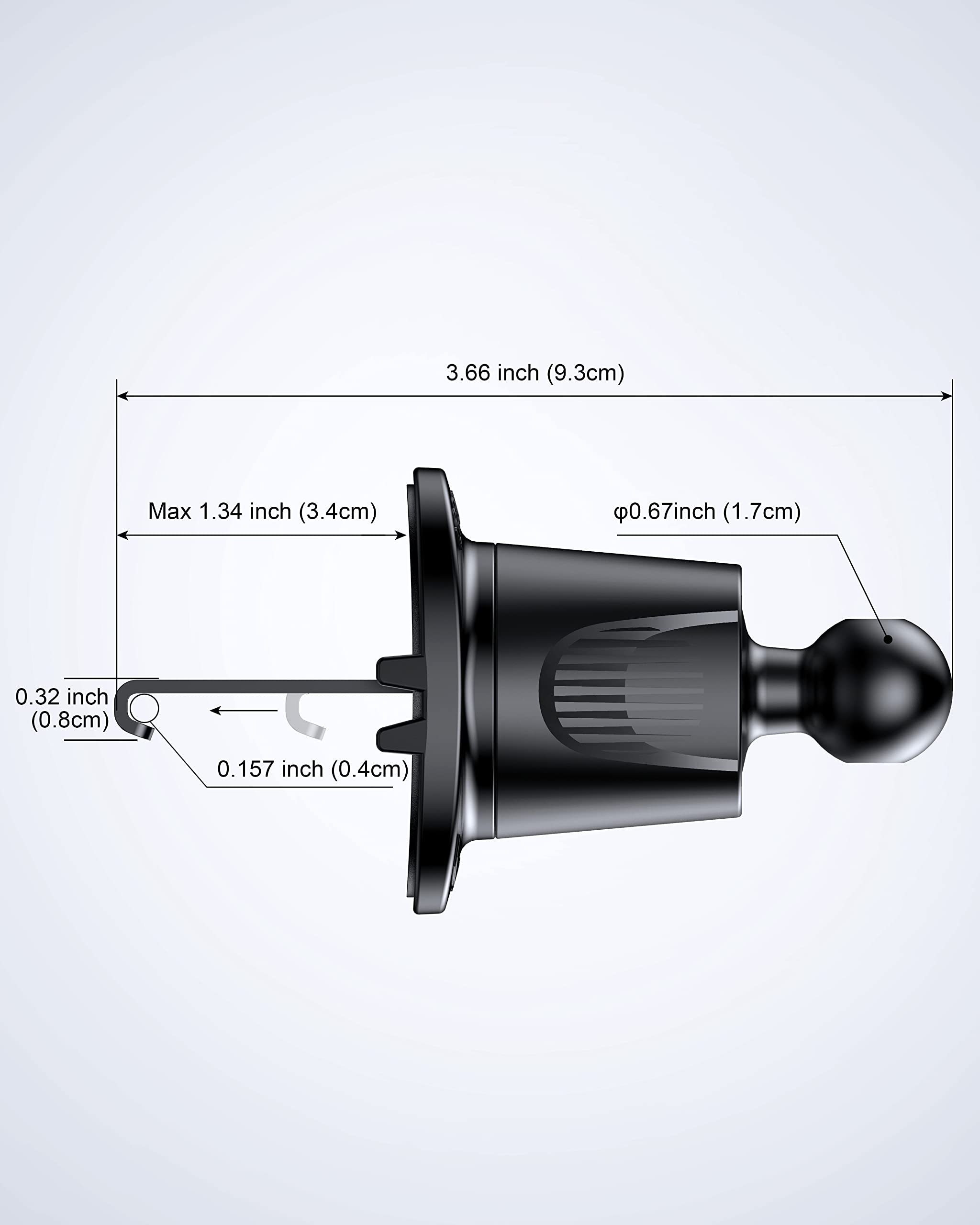 Air Vent Car Phone Holder, Adjustable Wide Clamp, Metal Hook, Anti-Shake