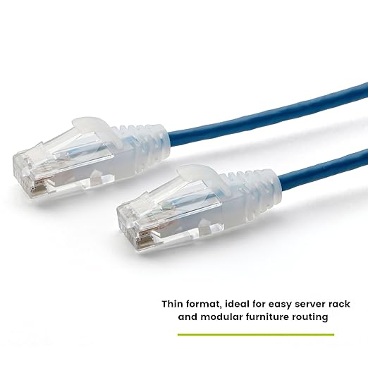 TRUECABLE Cat6 Component Rated Patch Cable, Unshielded (U/UTP), 14ft, Blue, 28AWG Solid Copper, Snagless 10G High-Speed Ethernet Cable, PoE++ 4PPoE 100W, UL Listed, RoHS-3, 5 Pack