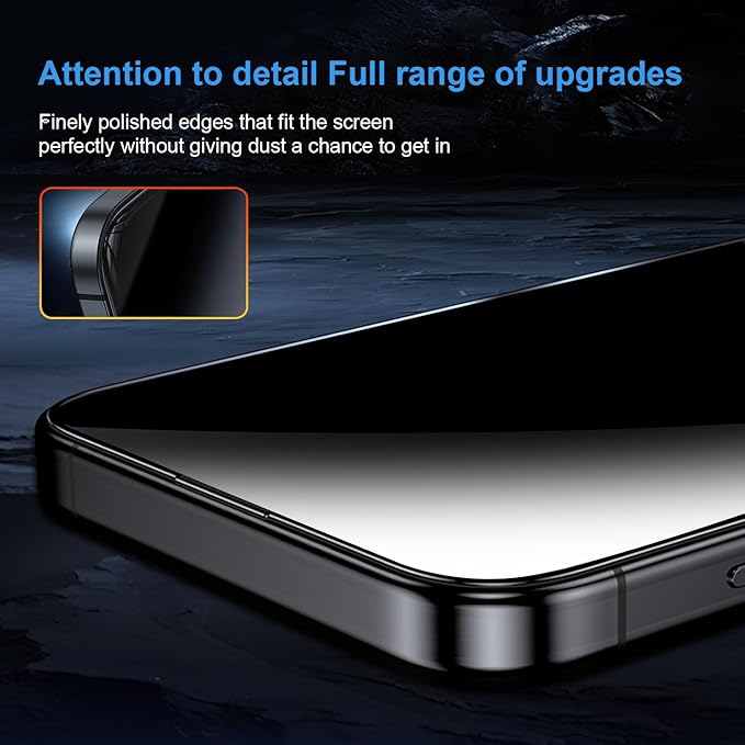 OneFish for iPhone 16e/13/13 Pro/14 Privacy Screen Protector, 4-Way 360° Anti-Spy Tempered Glass, 9H Hardness, HD Clear Anti-Fingerprint 3D Curved Edges, Case-Friendly & Easy Installation [2 Pack]