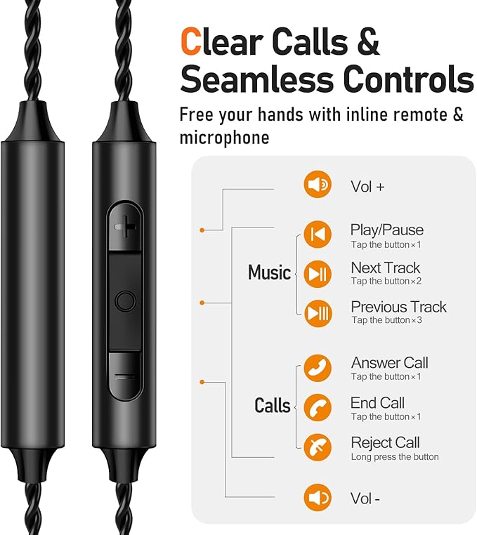 Vibes 202ML Wired Earbuds - HiFi in Ear Headphones - Noise-Isolating Ear Buds w/ Mic - Clear Sound, Deep Bass, Comfort-Fit Earphones - MMCX–Lightning for iPhone 5–14, Silver Plated Cord, Carrying Case