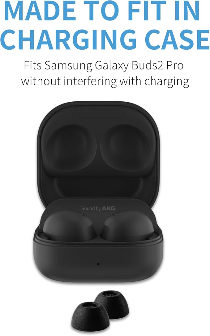 Comply TrueGrip | Premium Memory Foam Replacement Earbud Tips for Samsung Galaxy Buds2 Pro | Enhanced Comfort, Secure Fit, Superior Noise Isolation, Cleaning Tool | Black, Medium (3 Pairs)