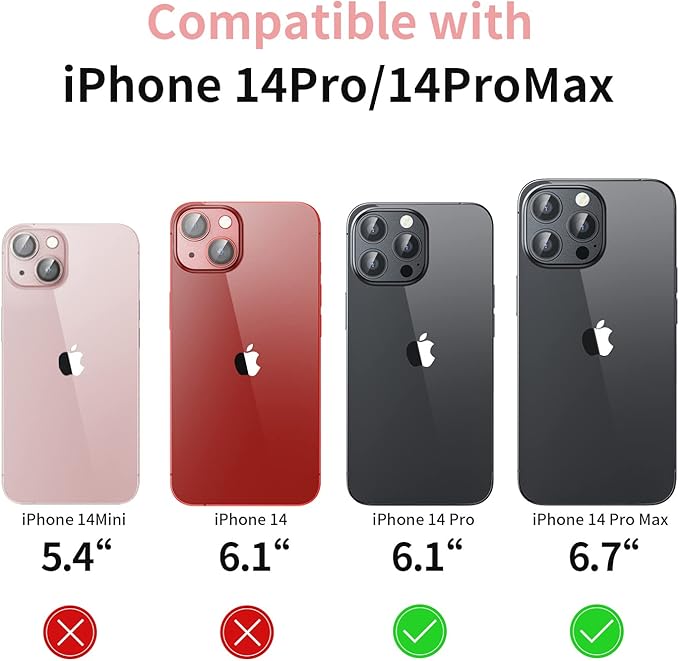 Camera Lens Protector for iPhone 14 Pro/iPhone 14 Pro Max, Alloy Metal Camera Cover with Tempered Glass Screen Protector Accessories,Purple and Black