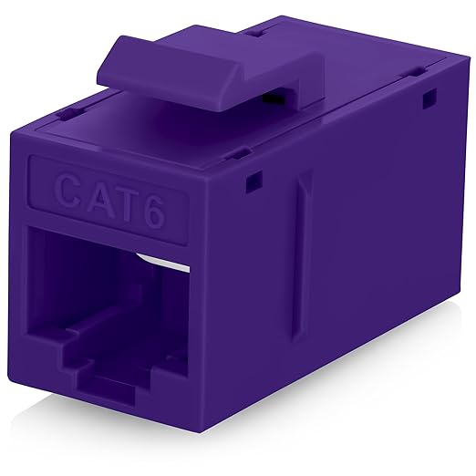Everest Cat6 RJ45 Keystone Coupler (12-Pack) - Purple - Female to Female - Ethernet Coupler - Cat 6 Compatible with Cat5e
