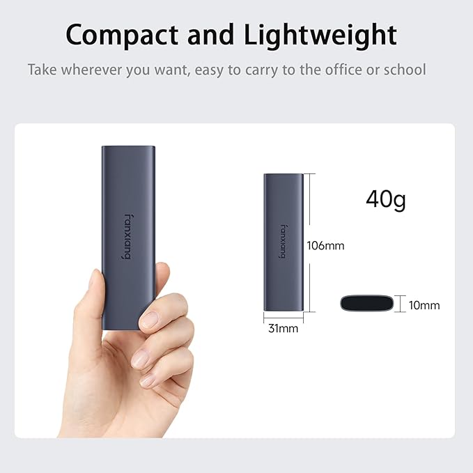 1TB External SSD - Portable SSD External Solid State Drive, 1000MB/s,USB 3.2 Gen2 Type-C, Aluminum Alloy, External Hard Drive for iPhone15/16,Android, Mac, Windows -PS1008