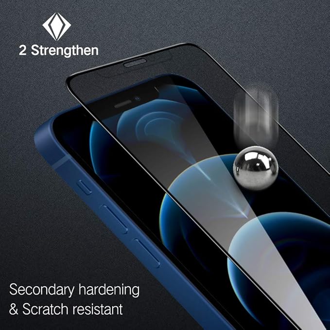 PERFECTSIGHT HD Clear Privacy Screen Protector Compatible with Apple iPhone 12/ iPhone 12 Pro 2020, Anti-Spy Blue Light Filter Tempered Glass (6.1 inch)