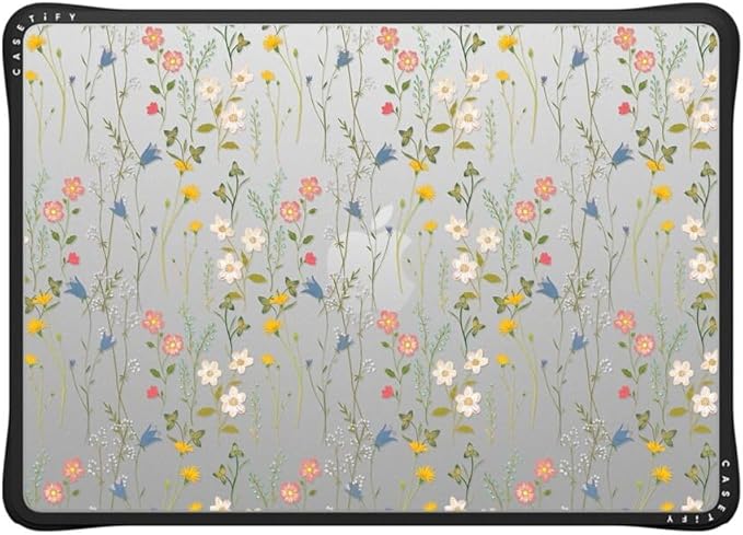 CASETiFY Impact MacBook Air 13.6" (M2-M4) Case [Cushioned Impact Corners/Scratch-Resistant/Anti-Slip Grip] - Dreamy Floral Pattern - Clear Black