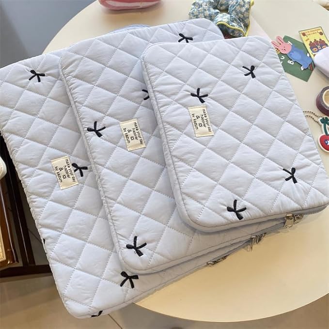 Cute Bow Graphic Carrying Laptop Bag Y2K Preppy Laptop Sleeve Case Bag Kawaii Pad Computer Protect Case Pouch (13-14 inch,Blue)