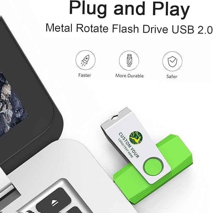 Customizable Flash Drives 512MB, Wooolken Personalized USB 2.0 Drive 10/20/50/100 Pack, Custom Thumb Drive Engraved Logo USB Drive (Mixcolors)