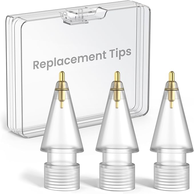 Delidigi 3 Pack Replacement Tips Compatible with Apple Pencil Pro/2nd Generation/1st Gen/USB C, Wear-Resistant iPencil Nibs Accessories Fine Point Precise Control Pen Like Tips