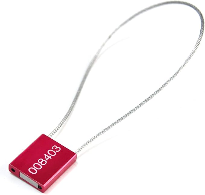 LeadSeals(R) 500 Red Steel Cable Seals - Metal Security Tags - Truck Trailer Seal - Anti-Tamper - Pull-Tite - ISO 17712
