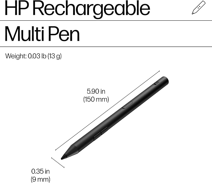 HP 700 Rechargeable Multi Pen Compatible Across Devices/Protocols USBC Charging, Long Battery Life, LED Indicator Customizable Buttons Adjustable Tilt & Pressure Thoughtfully Designed
