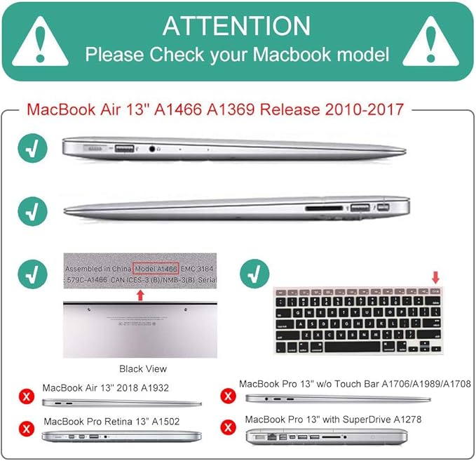 Mektron for MacBook Air 13 Case A1466/A1369 (2010-2017 Release), Snap-on Plastic Hard Shell Cover for MacBook Air 13.3 inch with Keyboard Cover, A-Golden Rose