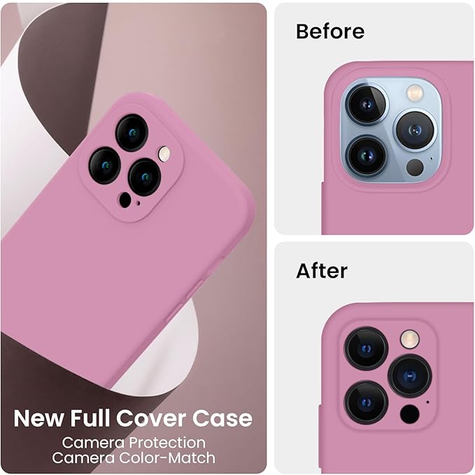FireNova Designed for iPhone 13 Pro Max Case, Silicone [Camera Protection] Phone Case with [2 Screen Protectors], Soft Anti-Scratch Microfiber Lining Inside, 6.7 inch, Lilac Purple