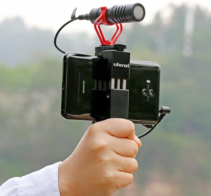 ULANZI ST-02S Aluminum Phone Tripod Mount w Cold Shoe Mount, Support Vertical and Horizontal, Universal Metal Adjustable Clamp for iPhone 12 11 Pro Xs X Max 8 7 Plus Samsung Android Smartphones