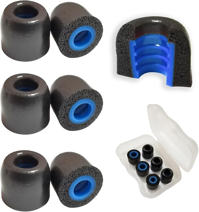 Small Memory Foam Tips Replacement Earbuds Tips Fit 4.5mm-6mm Anti-Slip Isolation Noise Replacement Ear Tips Foam for in-Ear Earphones with Storage Box