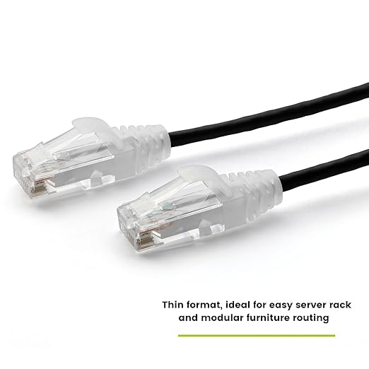 TRUECABLE Cat6 Component Rated Patch Cable, Unshielded (U/UTP), 2ft, Black, 28AWG Solid Copper, Snagless 10G High-Speed Ethernet Cable, PoE++ 4PPoE 100W, UL Listed, RoHS-3, 1 Pack