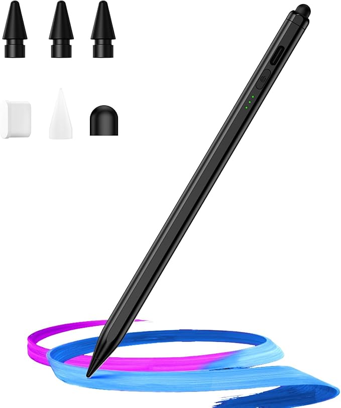Stylus Pen for iPad(2025-2018),13 mins Fast Charge Pencil with Tilt Sensitivity and Palm Rejection for iPad A16/10/9/8/7/6,Air 13"/11"/M3/M2/5/4/3,Pro 11"/13"/12.9"/M4/M2/M1,Mini 7/6/5,Black