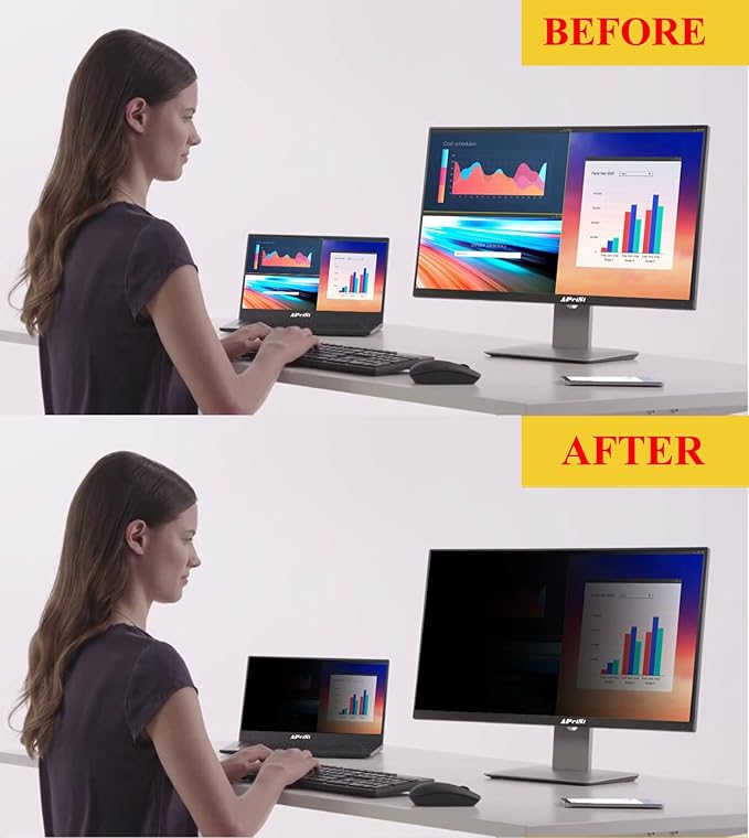 19 Inch Privacy Screen Filter for 16:10 Widescreen Monitor | Privacy Shield | Anti-Glare | Anti-Blue light Protector | Eye Protection | Computer Security Private Filter