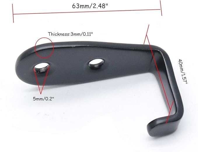 Flyisland Wall Hooks 8 Pcs, Coat Hooks Garage Hook Wall Mounted Hat Hangger Hooks Robe Hook Single Coat Hanger Heavy Duty (8 Pack, Black)