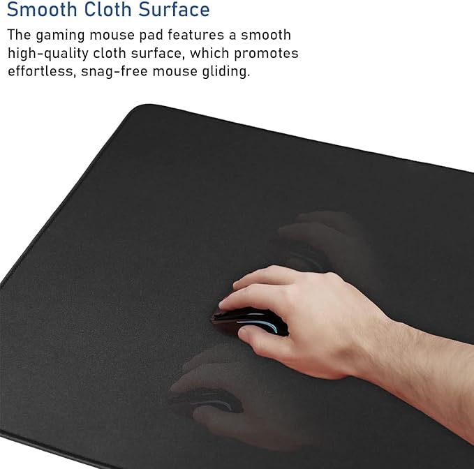 Gaming Mouse Pad, Large Desk Mouse Pad with Stitched Edges,(35.4X15.7In) Durable Non-Slip Natural Rubber Base, Waterproof Computer Keyboard Pad Mat for Esports Pros/Gamer/Desktop/Office/Home, Black