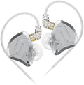 KZ ZSN Pro 2 in-Ear Monitors Headphones Metal Earphones 1BA+1DD Hybrid Technology HiFi Bass Clear Sound IEMs Noise Cancellation Earbuds Wired for Musicians Singer Audiophile(Silver,No Mic)