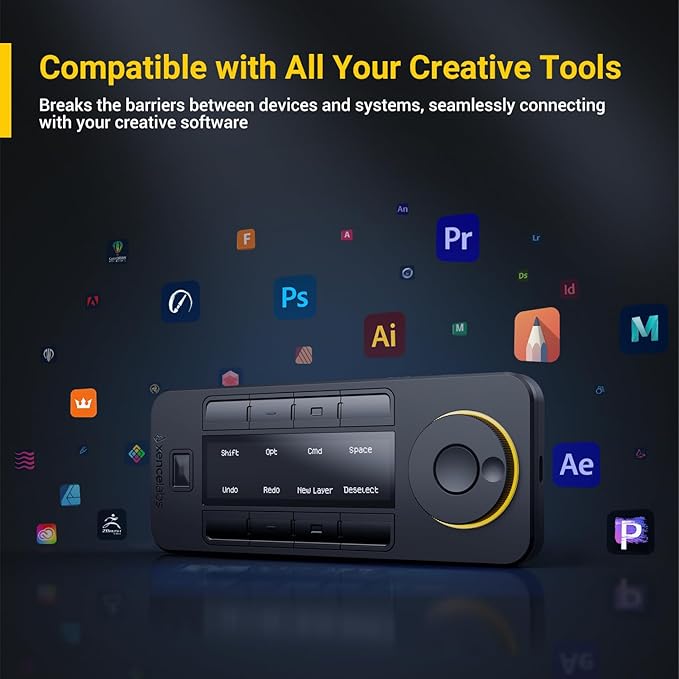 XENCELABS Quick Keys for PC, MacBook, Desktop, Drawing Tablet, Pen Display, OLED Display, 44 Customizable Shortcuts Keydail for Digital Drawing, Video Editing, Photo Retouching, Windows/macOS