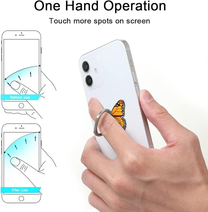 Bonoma Cute Butterflies Phone Ring Holder, 3 Pack Universal Finger Ring Stand Grip Kickstand Ring, 360° Rotation Universal Stylish Stand Compatible with All Smartphones