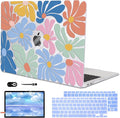 for MacBook Air 13 inch Case 2021 2020 2019 2018 A2337 M1 A2179 A1932 Cover with Touch ID, Crystal Plastic Printed Pattern Hard Shell Case Keyboard Skin Screen Protector, Colorful Flowers