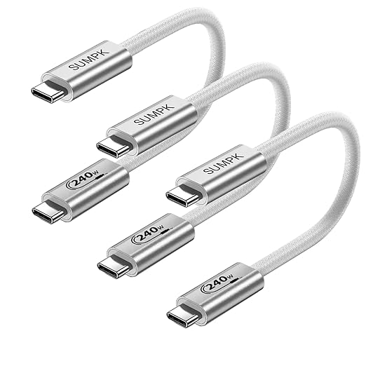 SUMPK 240W USB C to USB C Cable 2FT 3 Packs, Short Type C Fast Charge Cord