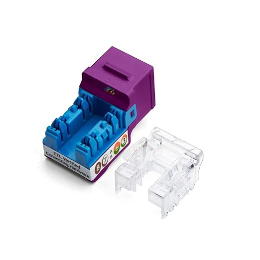trueCABLE Cat6A Keystone Jack, Unshielded (UTP), 90 Degree Punch-Down, PoE++ (4PPoE), UL Listed, ETL Verified, ANSI/TIA Certified, Modular RJ45 Female, Purple, 12 Pack