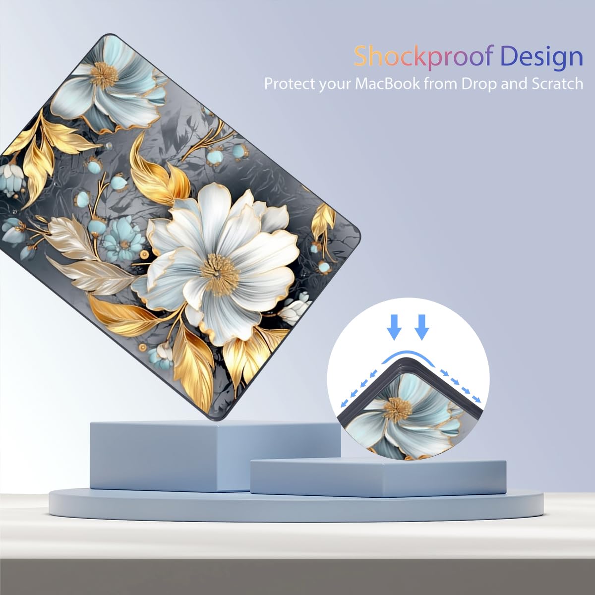 Teryeefi Compatible for 2022-2025 2026 MacBook Air 13.6 inch Case M5 A3449/M4 A3240/M3 A3113/ M2 A2681, Flowers Hard Shell Case&Keyboard Cover&Type C Adapter, Modern Abstract Art