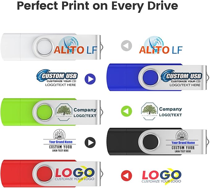 Customizable 1GB Flash Drive 10 Pack, ABLAZE Dual USB 2.0+ Type C Thumb Drives with Logo Personalized USB Memory Sticks (Mixed Colors)