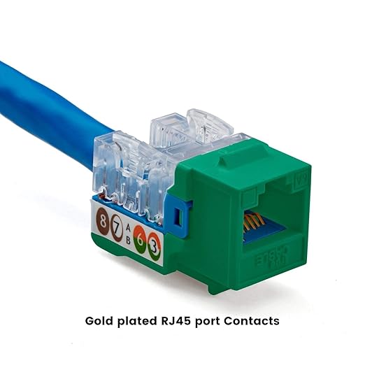 trueCABLE Cat6A Keystone Jack, Unshielded (UTP), 90 Degree Punch-Down, PoE++ (4PPoE), UL Listed, ETL Verified, ANSI/TIA Certified, Modular RJ45 Female, Green, 12 Pack