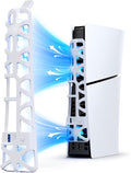 NexiGo PS5 Slim Silent Enhanced Cooling Fan with Adjustable Speed, Auto Power On/Off, with USB 3.0 Port, Efficient Cooling System for Both PS5 Slim Disc and Digital Editions (White)