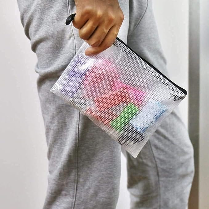 Mesh Zipper Pouch Bags, Zipper Bags for Organizing Storage, Waterproof Zipper Pouches, Letter Size, File Bags for School, Toys, Puzzle, Board Games and Office Supplies (Color, 9"x 12")