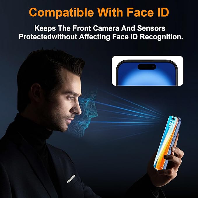 OneFish 2 Pack Privacy Screen Protector for iPhone 16e/13/13 Pro/14-4-Way 360° Anti-Spy Tempered Glass, 9H Hardness, 3D Curved Edges, Case-Friendly & Easy Installation