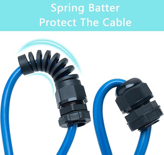18 Pcs Waterproof Cable Gland,PG13.5(NPT 1/2) Thread(6-12mm), Made of PA66 Material,waterproof wire grommet Strain Relief Cord Connectors,Suitable for Various Electrical Installations