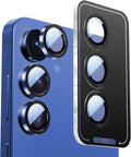 X-it Camera Lens Protector for Samsung S25, 9H Tempered Glass, Independent Metal Aluminum Edge Original Protection Design, Suitable for Phone Case, Anti-scratch, Anti-reflective,Navy