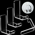 Weewooday 4 Pieces Headphone Hanger Holder Desk Adhesive Headphone Hook Wall Mount Headset Stand Acrylic Holder with Glues for General Purpose Game Earphone(Clear)