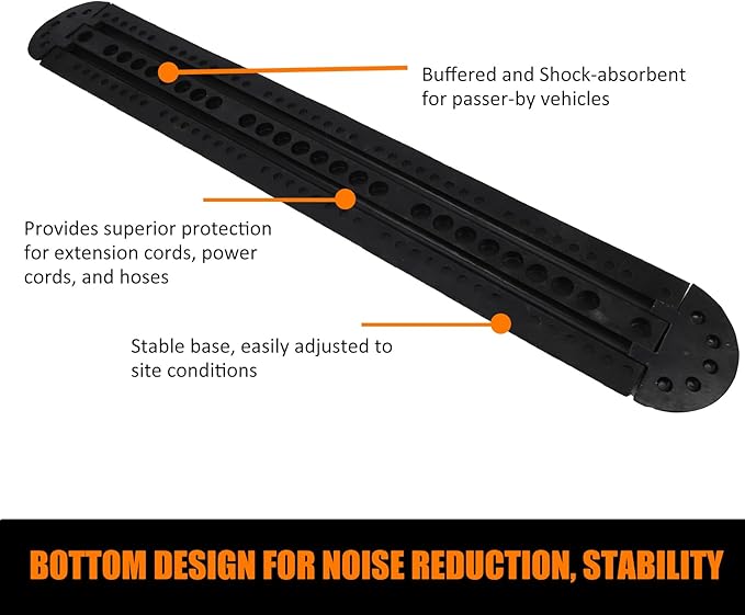 Heavy Duty Speed Bumps for Driveway, 84" Rubber Speed Bumps, 2 Channel Modular Traffic Speed Bump Hump Cable Protector Ramps for Asphalt Concrete Gravel Driveway Road with 2 End Caps, 6 Bolt Spikes