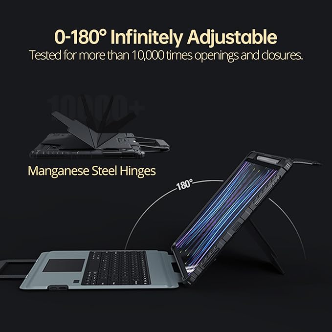 Nillkin Magic Keyboard Case for iPad Pro 13 inch M4 2024, Handheld Case for iPad Pro 13 inch 2024 with Keyboard, Pencil Holder, Large Trackpad, 7 Colors Backlit, Camera Protection, Black