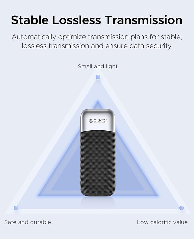 ORICO 256GB Portable SSD, Up to 1050MB/s, Compact with 2 in 1 USB C & A Cable, External Solid State Drives, Reliable Storage for USB C Smartphone, Tablet, PC - M10PRO