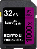 Professional 32GB Class 10 U3 Memory Card - Compatible with Computers, Cameras & Camcorders - Up to 95MB/s Read Speed - Purple/Black