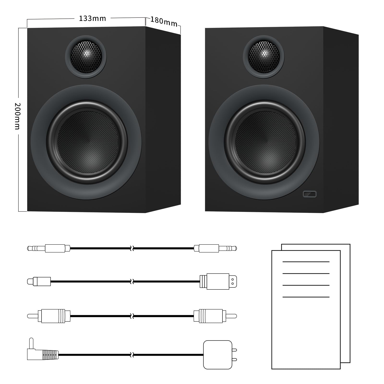 HOTMAY Bluetooth Bookshelf Speakers, 75W Powered Active Speaker with 4 Inch Woofer, HiFi Speaker with aptX Bluetooth USB for Home, Studio, Gaming, Set of 2, Black