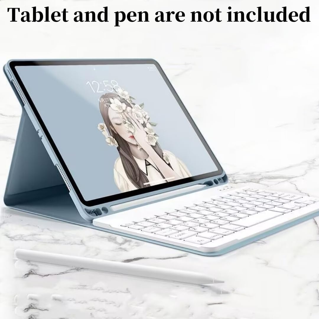 Disonbeir Rainbow Backlit Keyboard Case for iPad Pro 13 inch (M5, 2025/M4, 2024) Case with Mouse and 7 Colors RGB Colorful Backlight Magnetic Detachable Bluetooth Keyboard Cover,Misty Blue