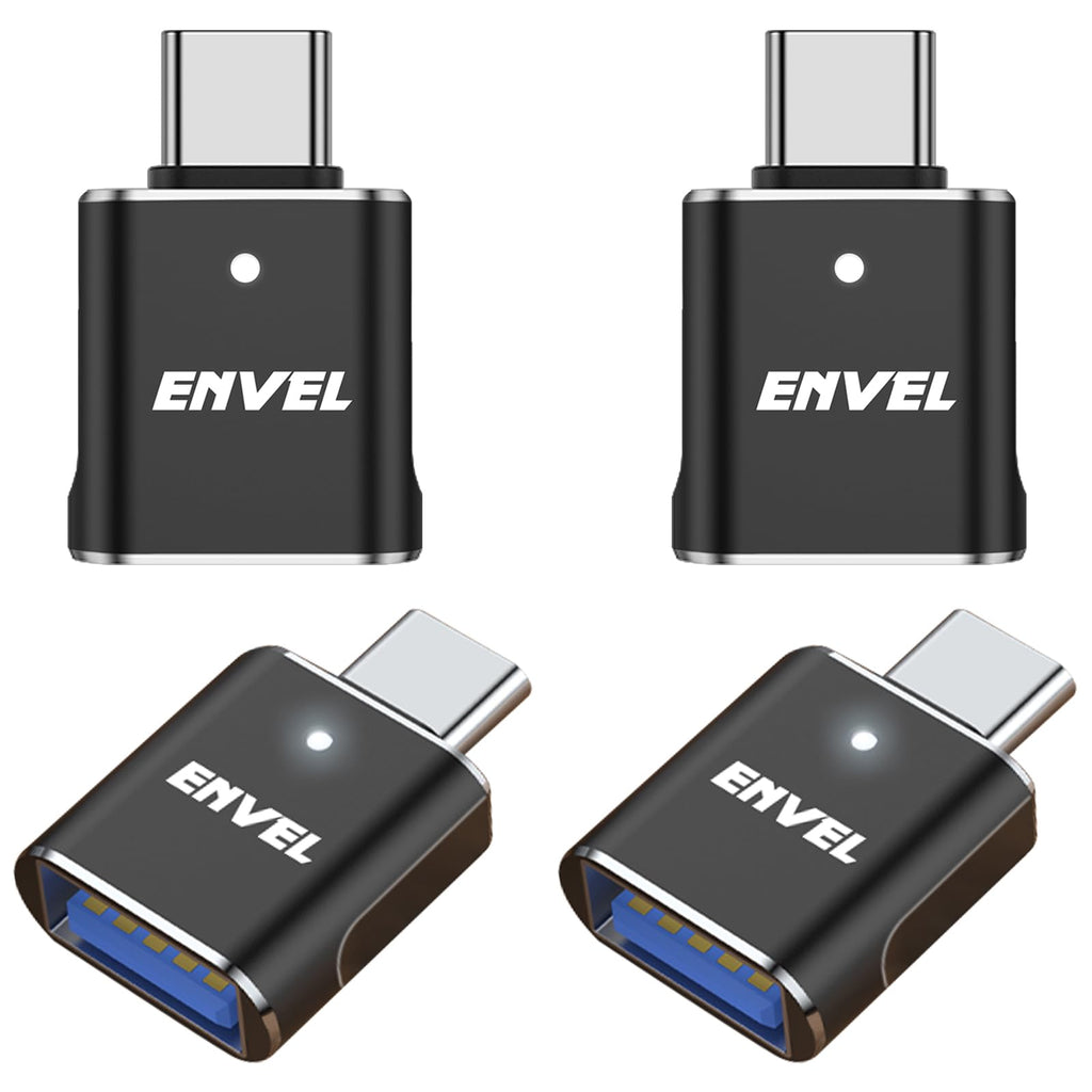 ENVEL 𝟒𝐏𝐚𝐜𝐤 𝐔𝐩𝐠𝐫𝐚𝐝𝐞𝐝 USB C to USB Adapter, 10 Gbps Type-C Male to USB3 Female OTG Converter, Compatible with Apple iWatch iPhone 17 16 15 Galaxy S24 iPad Air 4 5 Mini 6