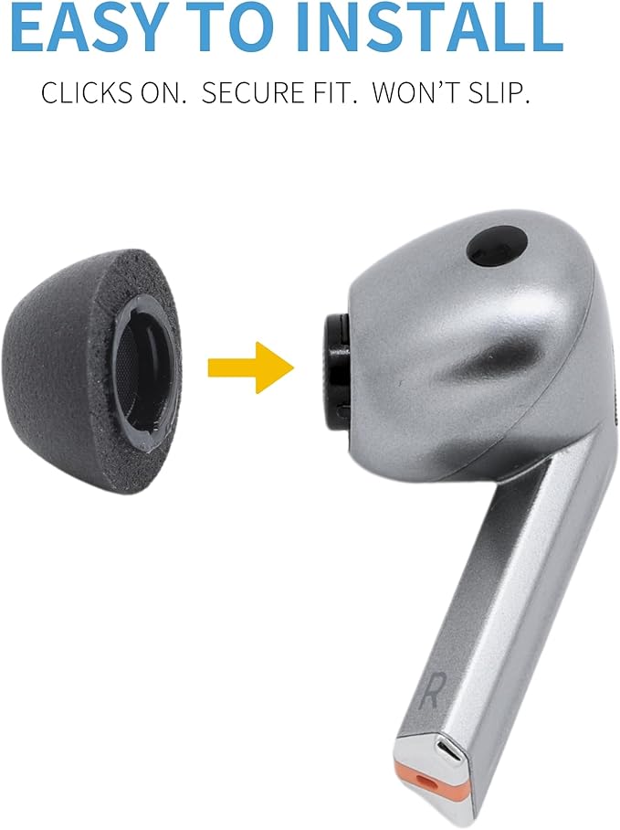 Comply TrueGrip | Premium Memory Foam Replacement Earbud Tips for Samsung Galaxy Buds3 Pro | Enhanced Comfort, Secure Fit, Superior Noise Isolation, Removal & Cleaning Tool | Black, Large (3 Pairs)