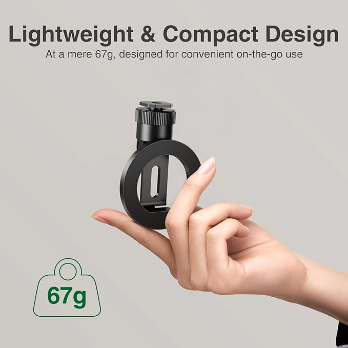 elitehood Aluminum Magnetic Camera Phone Mount with 360° Rotatable Cold Shoe Base, MagSafe iPhone Tripod Mount Adapter with 1/4” Screw & Hot Shoe, 180° Tilt Cell Phone Holder for Tripod Attachment